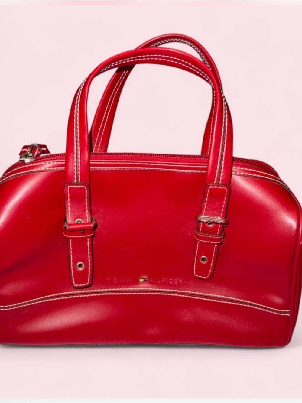 Y2K Tommy Hilfiger Red Leather Satchel